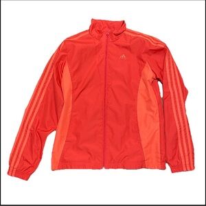 Adidas Womens Small Coral Lightweight Mesh Lined Full Zip Windbreaker 3-Stripe